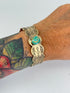 Pulsera Latón Grabados y turquesa