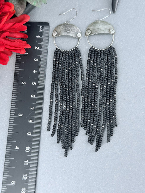 Pendientes Seeds Plata Tornillos Negro