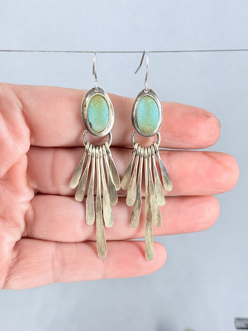 Pendientes Latón Turquesas Palitos