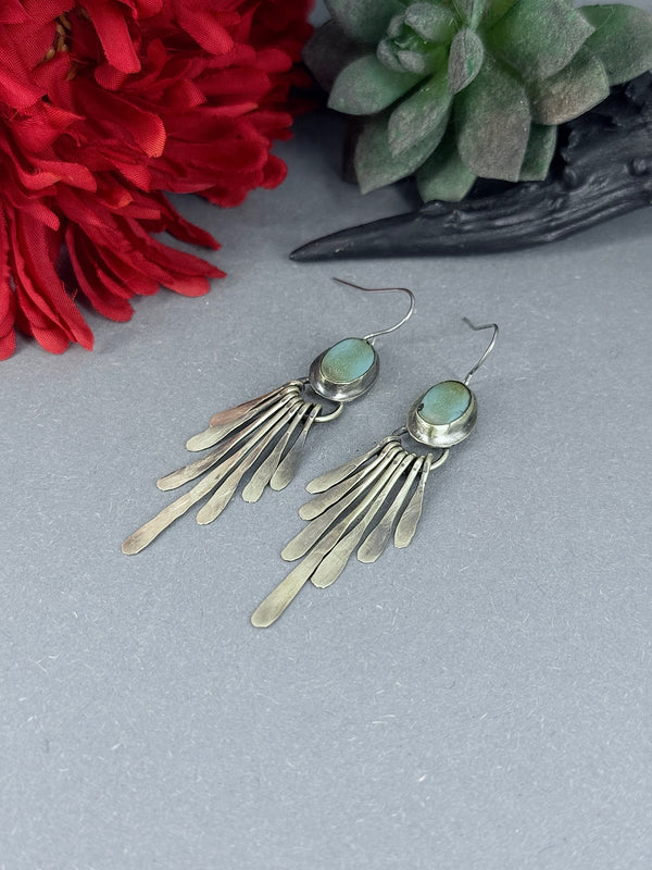 Pendientes Latón Turquesas Palitos
