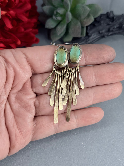 Pendientes Latón Turquesas Palitos