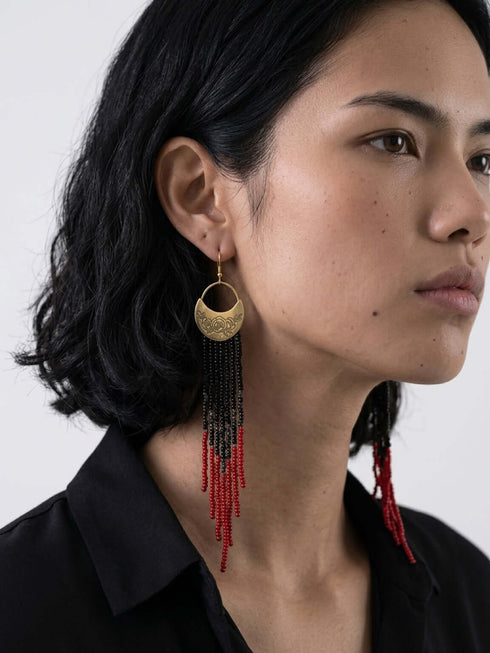 Seeds Earrings Brass Pink Moon