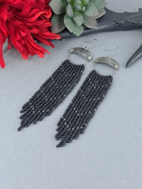Pendientes Seeds Plata Tornillos Negro