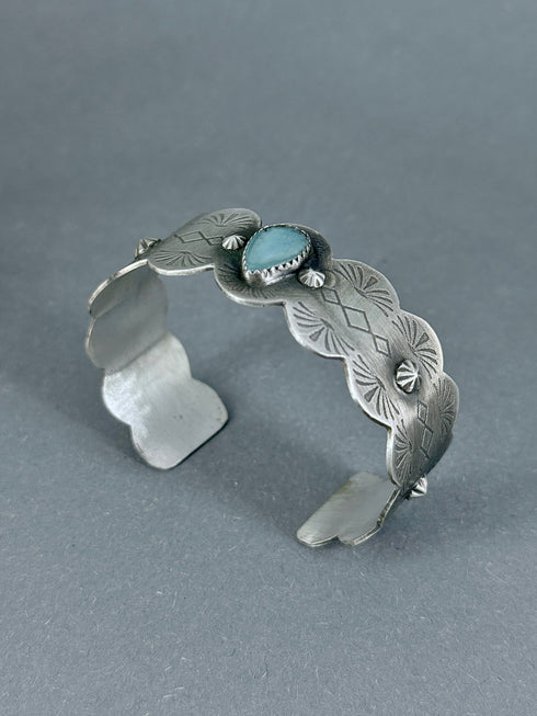 Pulsera Plata Grabados y turquesa