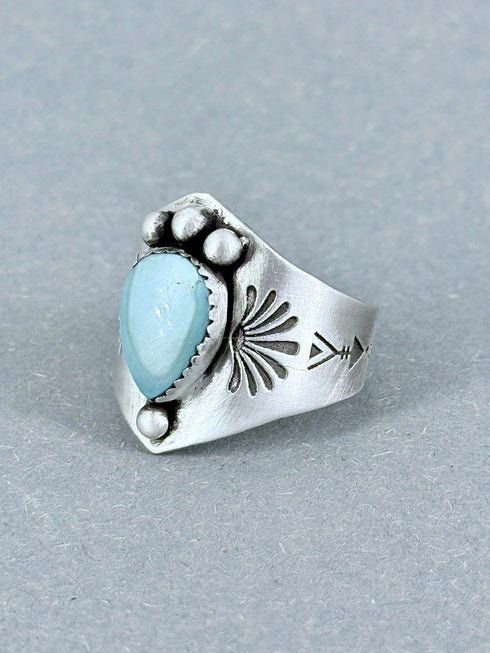 Anillo plata grabado y turquesa
