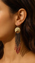 Brass Pink Half Moon Seed Earrings