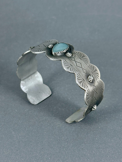 Pulsera Plata Grabados y turquesa