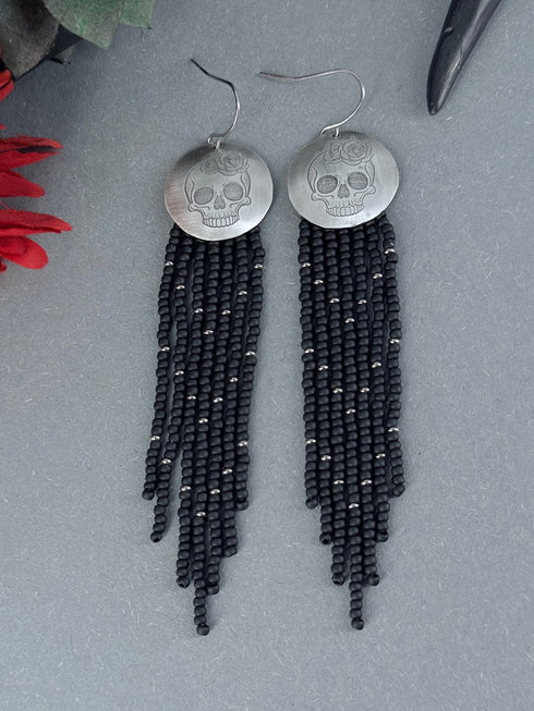 Pendientes Plata Seeds Disco Skull