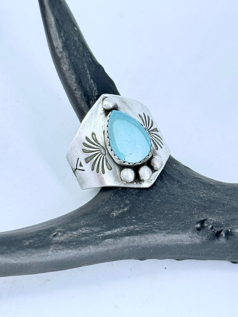 Anillo plata grabado y turquesa