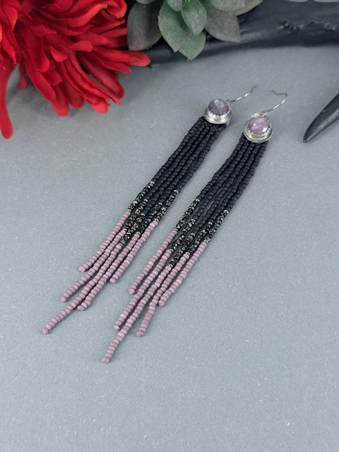 Pendientes Largos Seeds Zafiro Rosa