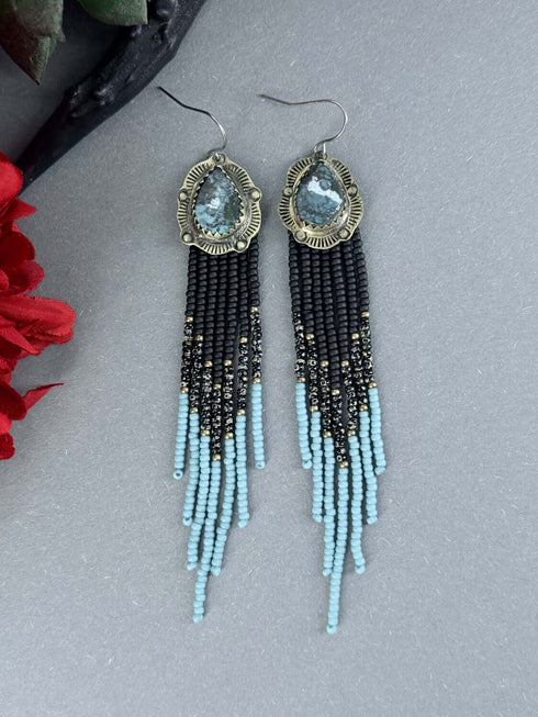 Brass and Turquoise Seed Earrings
