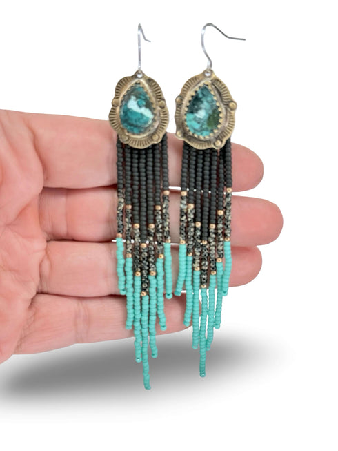 Brass and Turquoise Seed Earrings