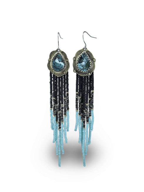 Brass and Turquoise Seed Earrings