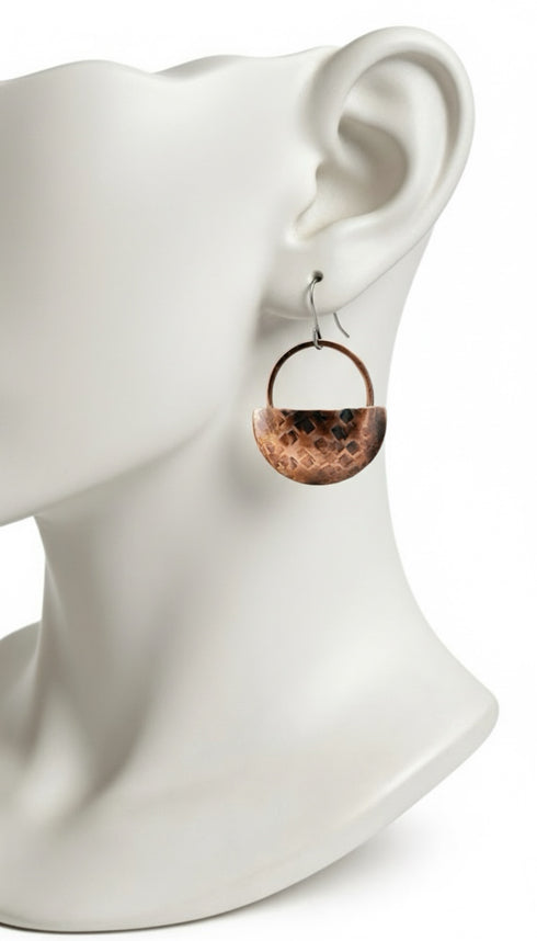 Pendientes Media Circulo Aro Cobre