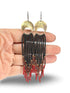 Brass Pink Half Moon Seed Earrings