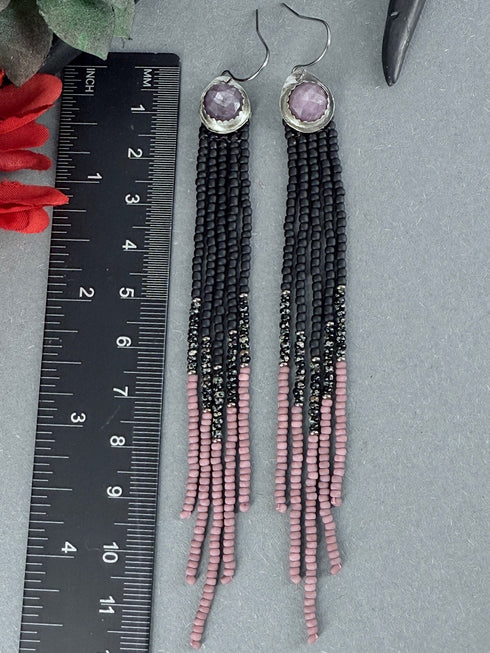 Pendientes Largos Seeds Zafiro Rosa
