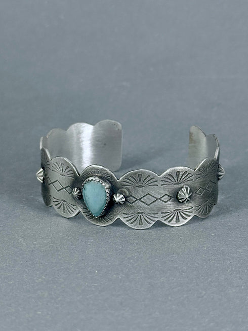 Pulsera Plata Grabados y turquesa