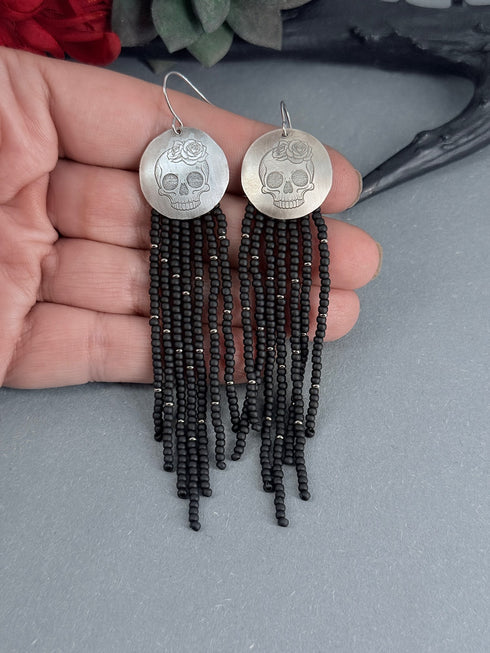 Pendientes Plata Seeds Disco Skull