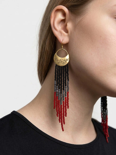 Seeds Earrings Brass Pink Moon