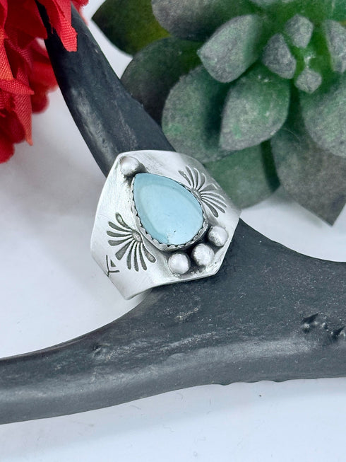 Anillo plata grabado y turquesa