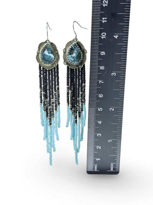 Brass and Turquoise Seed Earrings