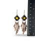 Copper Stick Earrings with Carved Amber