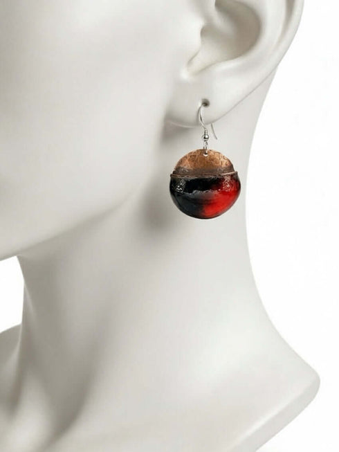 Round Domed Enameled Copper Earrings