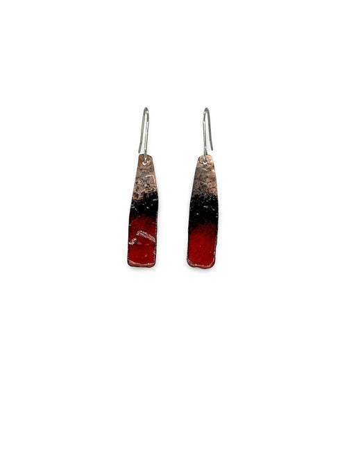 Enameled Copper Rectangle Earrings