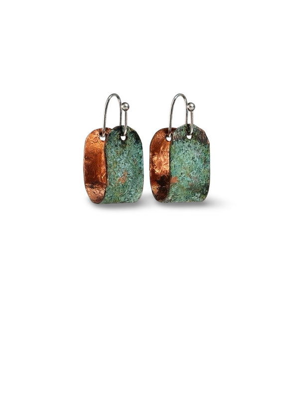 Pendientes Cobre Cuva Plana Patina Verde