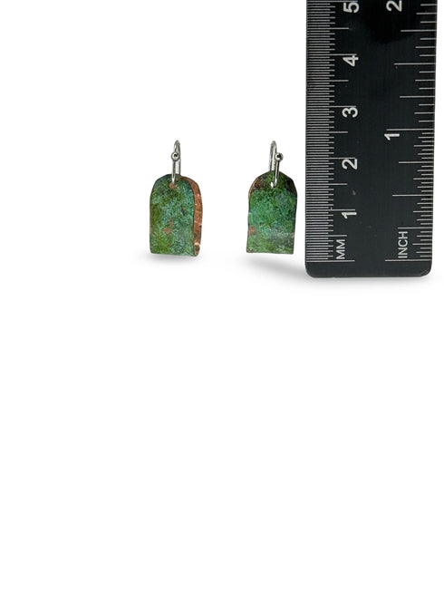 Pendientes Cobre Cuva Plana Patina Verde