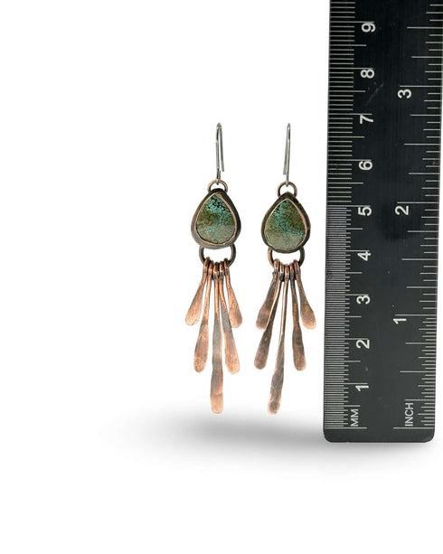 Copper Turquoise Stick Drop Earrings