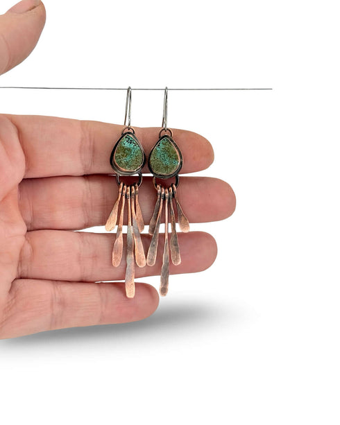 Copper Turquoise Stick Drop Earrings