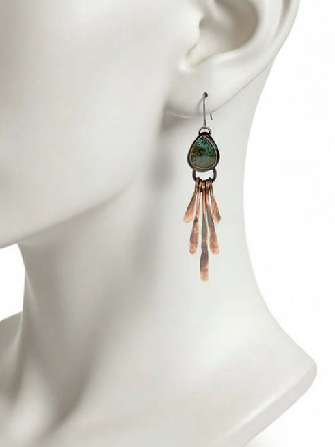 Copper Turquoise Stick Drop Earrings