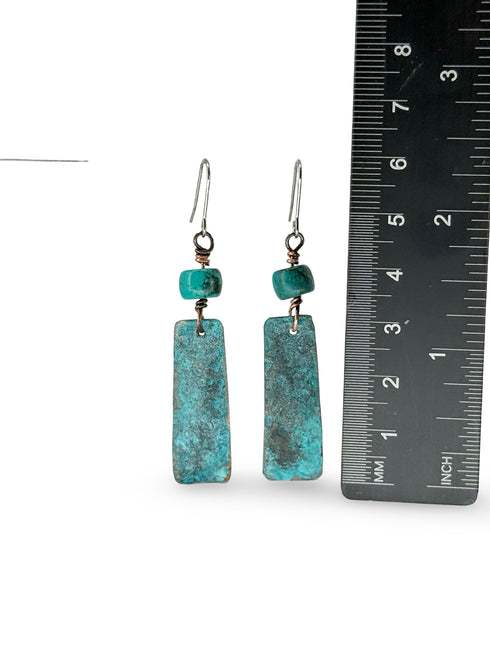 Pendientes Cobre Patina azul y Turquesa