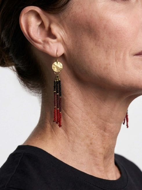 Fine Short Seed Disc Brass Earrings