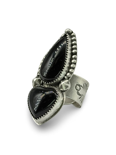 Anillo Duo Corazon Onix