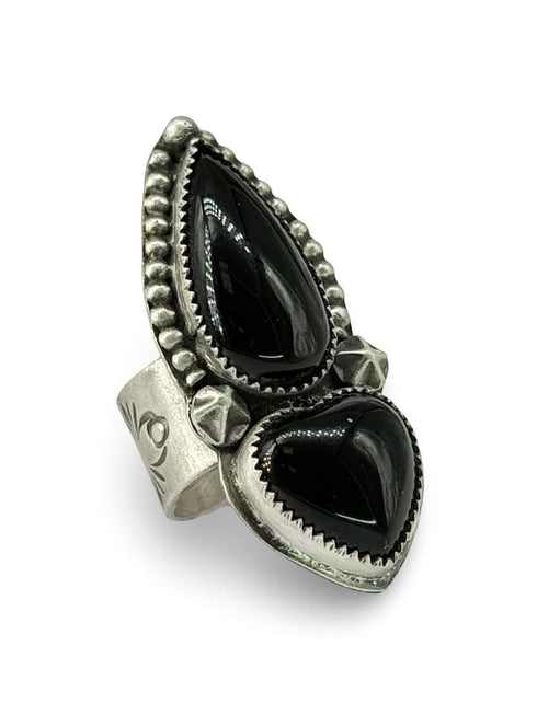 Onyx Heart Duo Ring