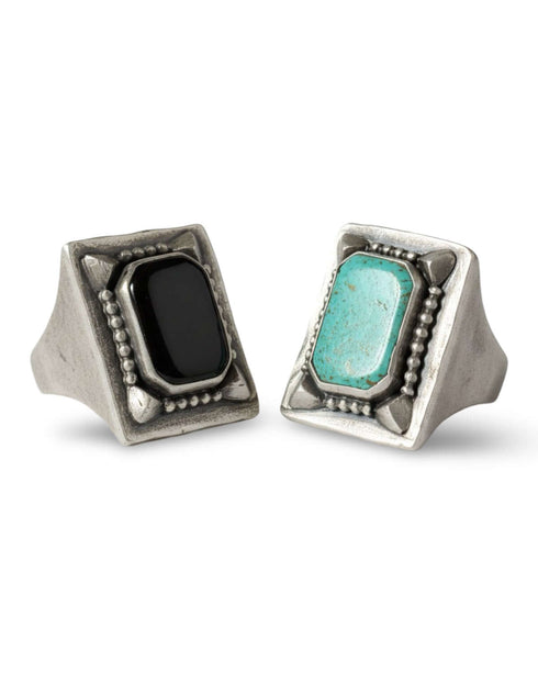 Anillo Sello Rectangular con Piedra