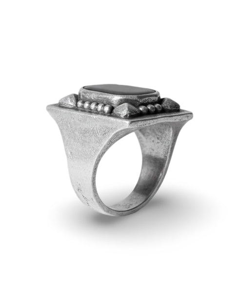 Anillo Sello Rectangular con Piedra