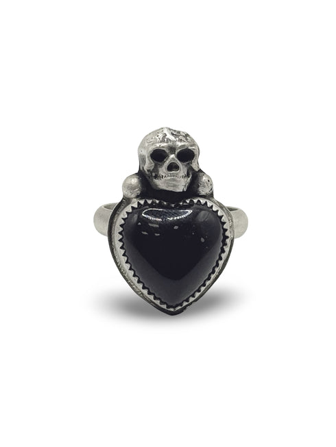 Anillo Skull y Corazon Onix