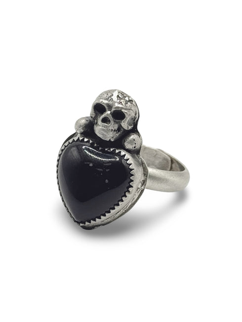 Anillo Skull y Corazon Onix
