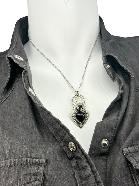 Colgante Corazón Llamas Onix