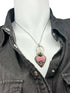 Colgante Corazón Rodonita con Rosa y Llama