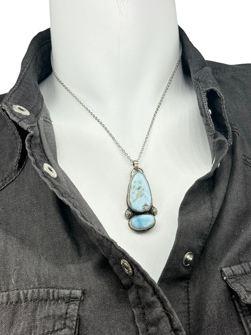 Colgante Duo de Plata con Larimar
