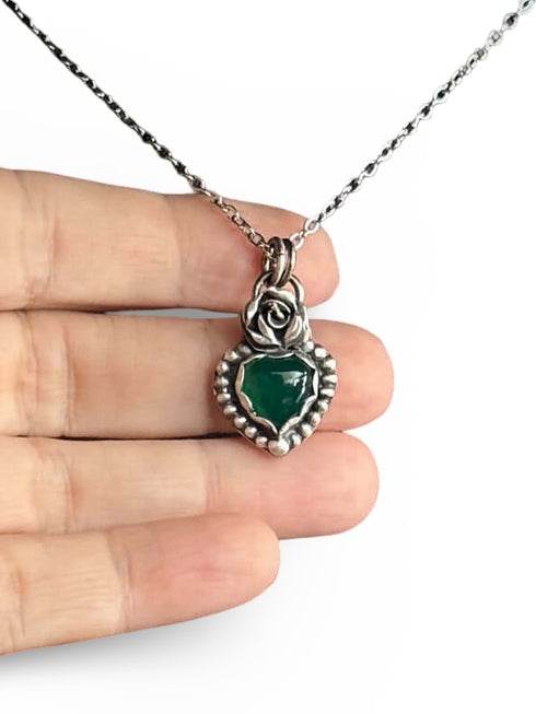 Colgante Corazon Agata Verde