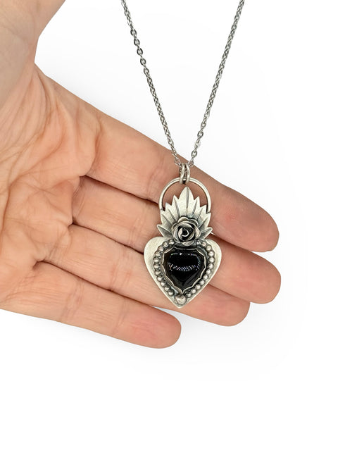 Colgante Corazón Llamas Onix