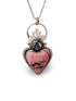Colgante Corazón Rodonita con Rosa y Llama