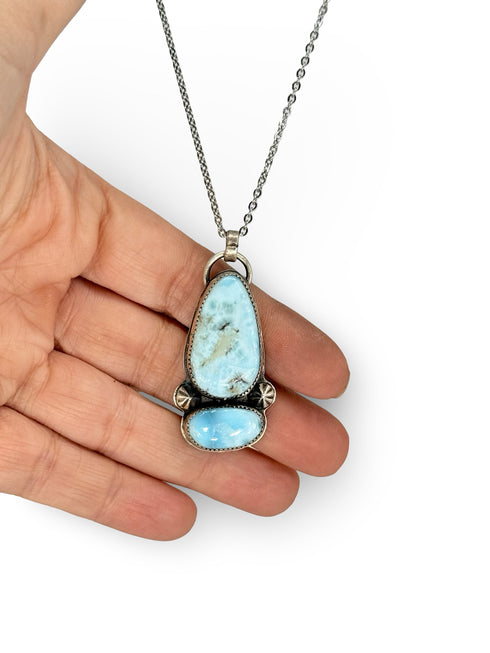 Colgante Duo de Plata con Larimar