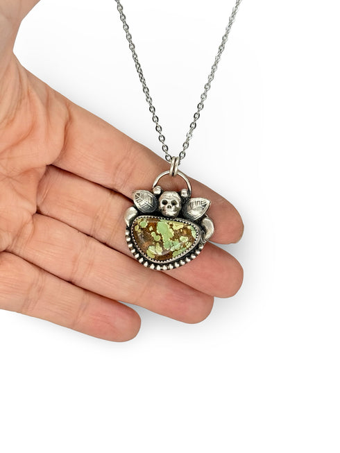 Colgante Calavera y Hojas Turquesa