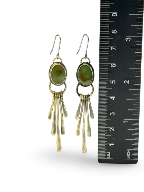 Turquoise Stick Brass Earrings